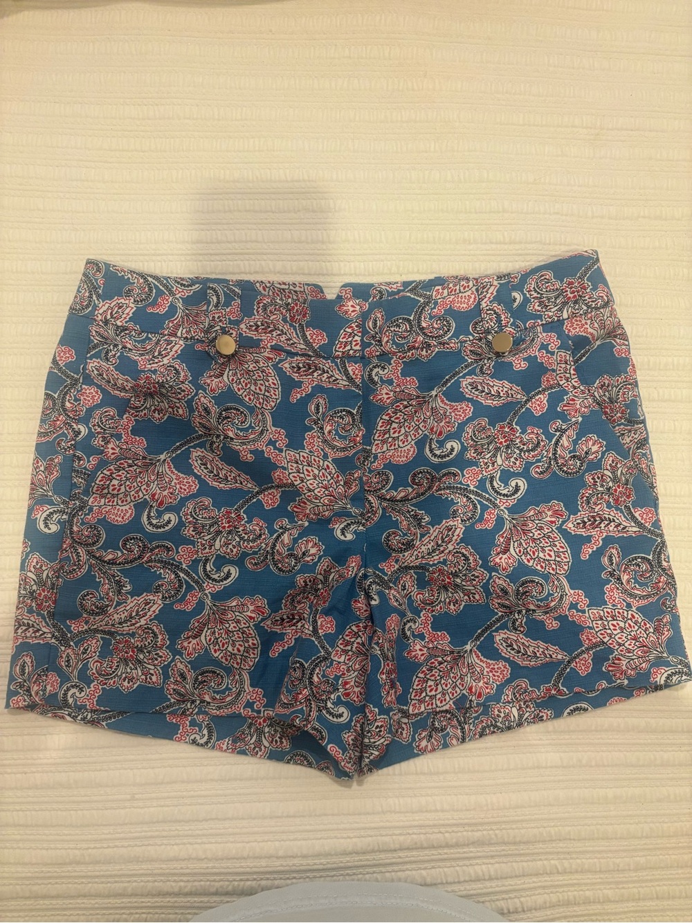 LOFT Blue Paisley High-Waist Shorts